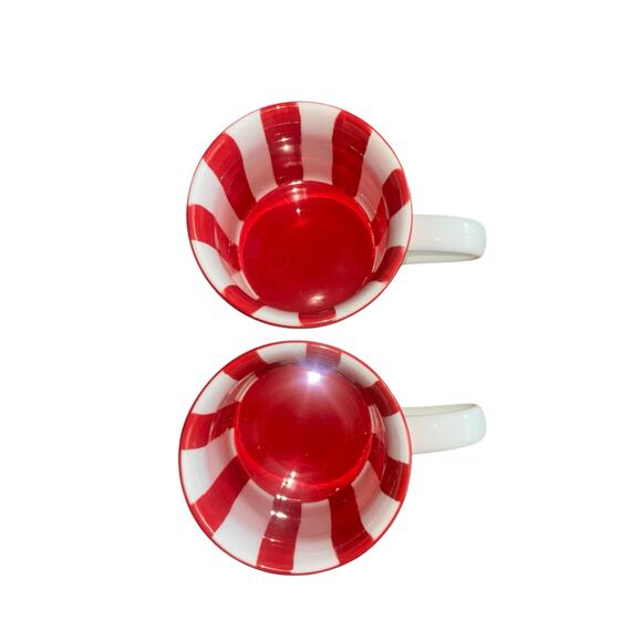 Starbucks Candy Cane Striped Red And White Christmas Holiday Coffee Mugs Two - Picture 3 of 9